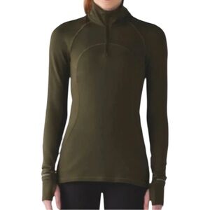 Lululemon First Mile 1/2 Zip Pullover Military Green Size 6 EUC